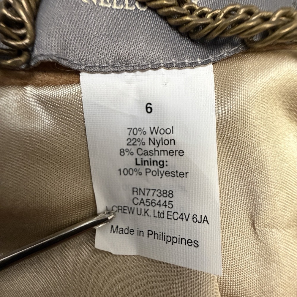 J.Crew Nello Gori Wool Cashmere Blend Peplum Long Coat Womens 6 Camel Brown - Picture 8 of 11